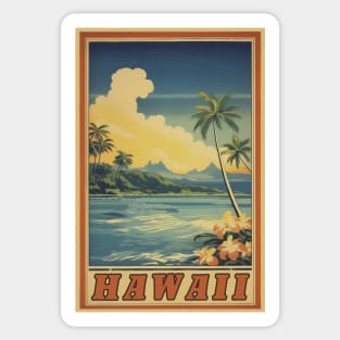 Hawaii Vintage Retro Travel Poster Sticker